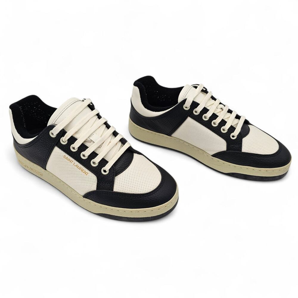 Saint Laurent SL61 Low Top Sneaker Black White Leather Size 39.5 US 9.5 - Picture 3 of 13